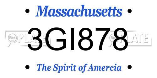3GI878 Massachusetts License Plate