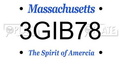 3GIB78 Massachusetts License Plate