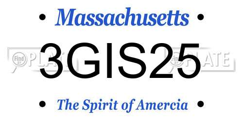 3GIS25 Massachusetts License Plate