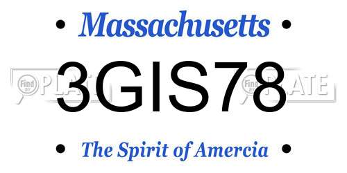 3GIS78 Massachusetts License Plate