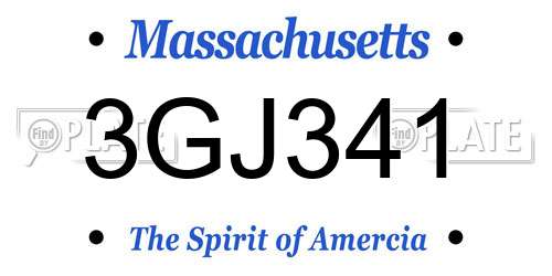 3GJ341 Massachusetts License Plate