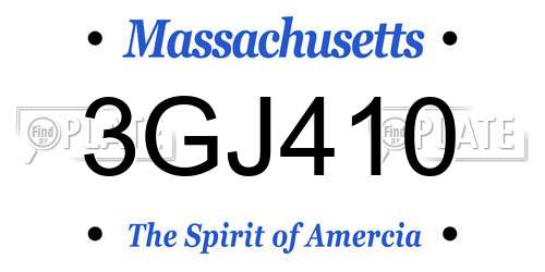 3GJ410 Massachusetts License Plate