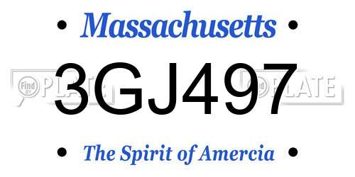 3GJ497 Massachusetts License Plate
