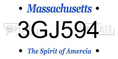 3GJ594 Massachusetts License Plate