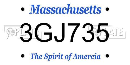 3GJ735 Massachusetts License Plate