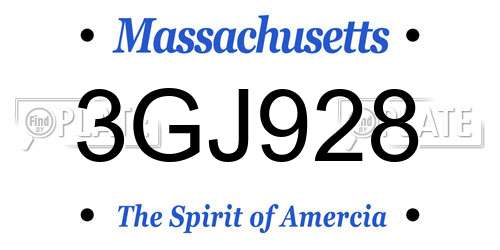 3GJ928 Massachusetts License Plate
