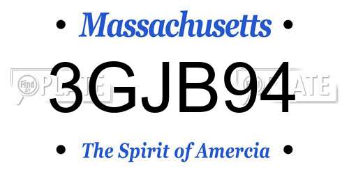 3GJB94 Massachusetts License Plate