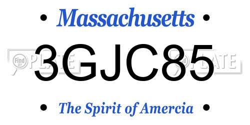 3GJC85 Massachusetts License Plate