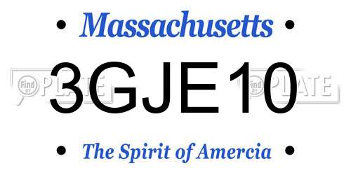 3GJE10 Massachusetts License Plate