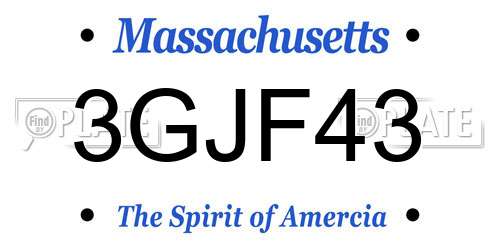 3GJF43 Massachusetts License Plate