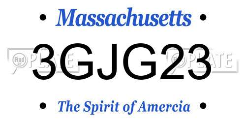 3GJG23 Massachusetts License Plate