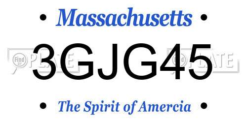 3GJG45 Massachusetts License Plate