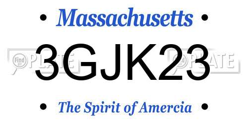 3GJK23 Massachusetts License Plate