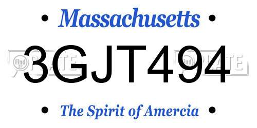 3GJT494 Massachusetts License Plate