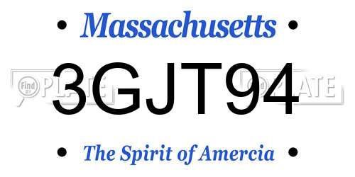 3GJT94 Massachusetts License Plate