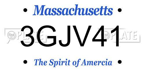 3GJV41 Massachusetts License Plate