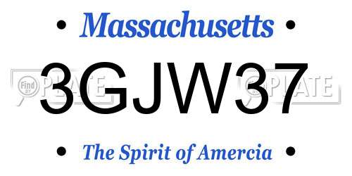 3GJW37 Massachusetts License Plate