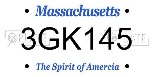 3GK145 Massachusetts License Plate