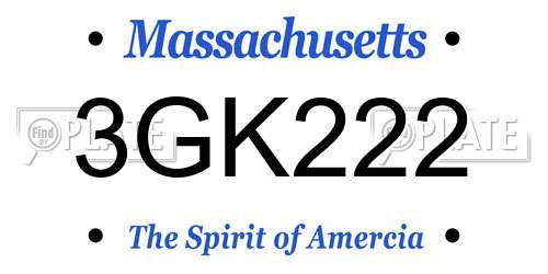 3GK222 Massachusetts License Plate