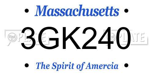 3GK240 Massachusetts License Plate
