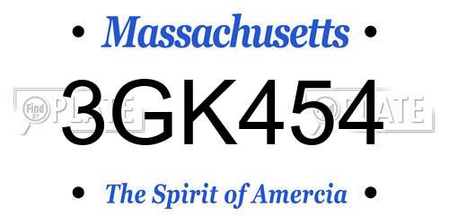 3GK454 Massachusetts License Plate