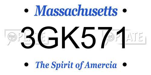 3GK571 Massachusetts License Plate