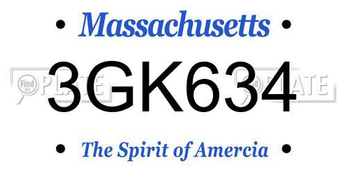 3GK634 Massachusetts License Plate