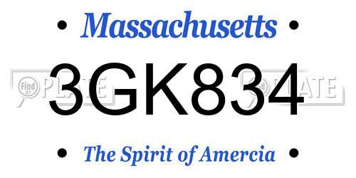 3GK834 Massachusetts License Plate