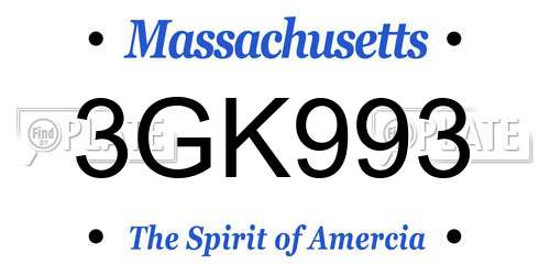 3GK993 Massachusetts License Plate