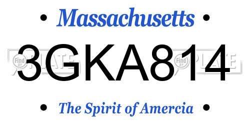 3GKA814 Massachusetts License Plate