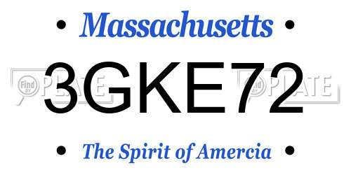 3GKE72 Massachusetts License Plate