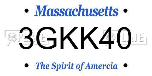 3GKK40 Massachusetts License Plate