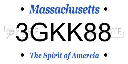 3GKK88 Massachusetts License Plate