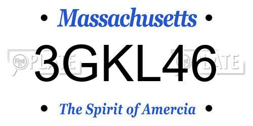 3GKL46 Massachusetts License Plate
