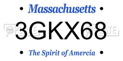 3GKX68 Massachusetts License Plate