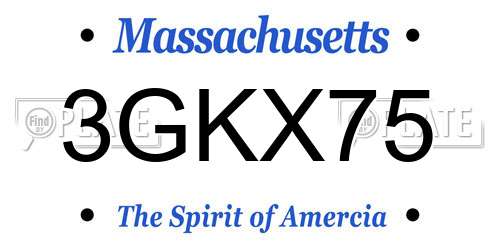 3GKX75 Massachusetts License Plate