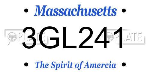 3GL241 Massachusetts License Plate