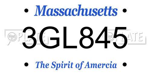 3GL845 Massachusetts License Plate