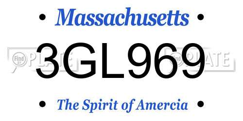 3GL969 Massachusetts License Plate