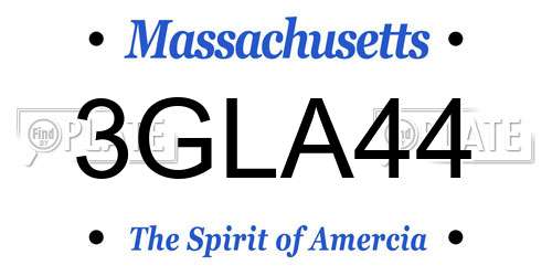 3GLA44 Massachusetts License Plate