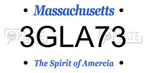 3GLA73 Massachusetts License Plate