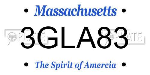3GLA83 Massachusetts License Plate