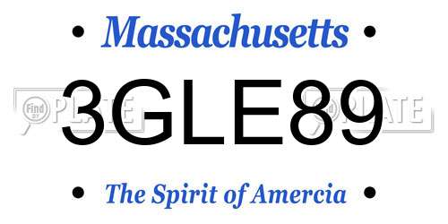 3GLE89 Massachusetts License Plate