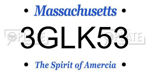 3GLK53 Massachusetts License Plate