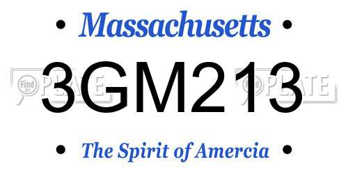 3GM213 Massachusetts License Plate