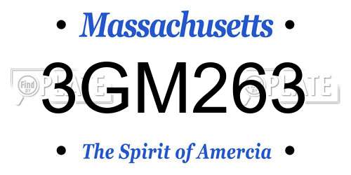 3GM263 Massachusetts License Plate