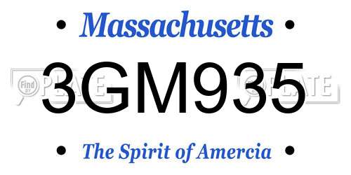 3GM935 Massachusetts License Plate