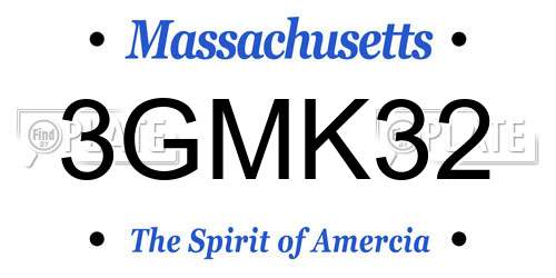 3GMK32 Massachusetts License Plate