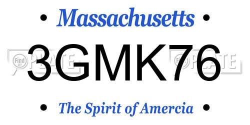 3GMK76 Massachusetts License Plate