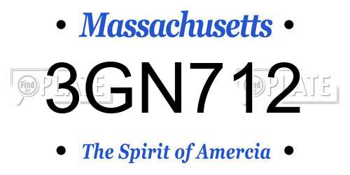 3GN712 Massachusetts License Plate